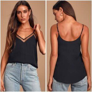 Lulu's Sweet Fling Black Mesh Tank Top Size S